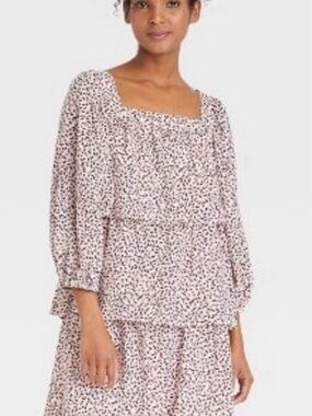 Square Neck Tiered Floral Dress